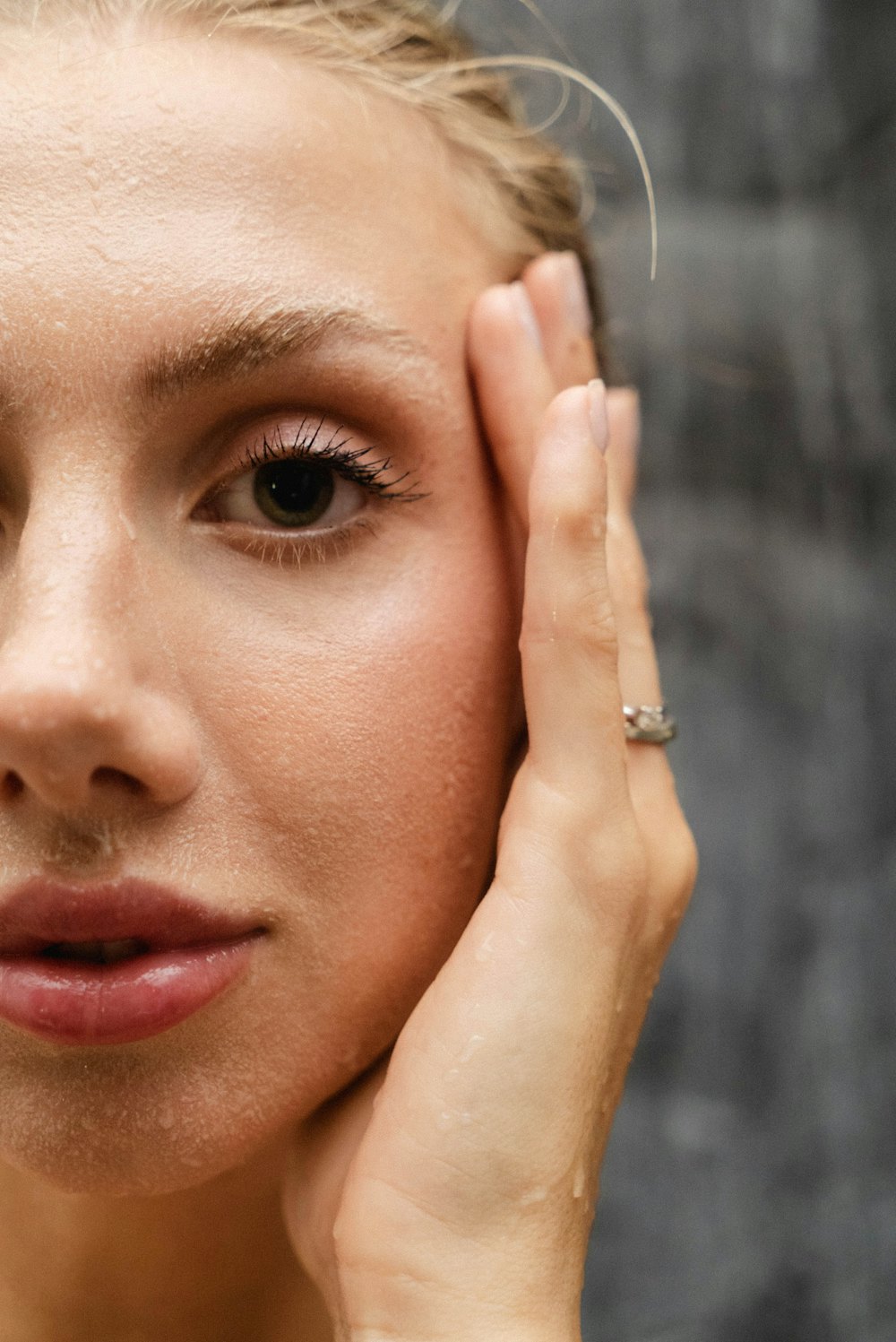 Close-up of a client with fresh, healthy skin after a treatment